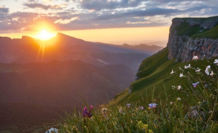 Sunset - nature, mountains, sunset, cloud