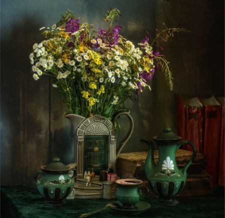 Still Life - table, flower, beautiful, vase