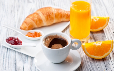 Breakfast with Coffee - photo, juice, breakfast, coffee