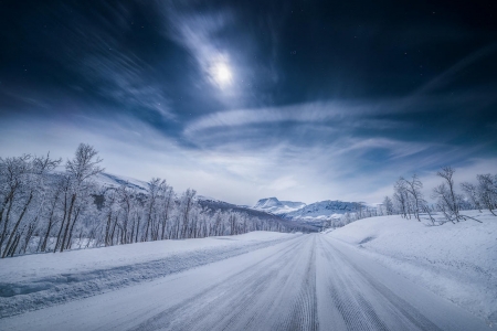 WINTER BLUES - ice, sky, cold, trees, snow, blue, winter, mountains