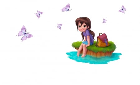 * - Girl, Summer, Butterflies, Stream, Art, Mood