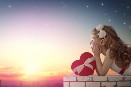 Little Girl - love, sunset, girl, heart