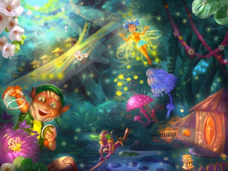 Enchanted Forest - arts, puzzle, forest, enchanted, fantasy