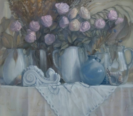 ♥ - flowers, vase, art, painting