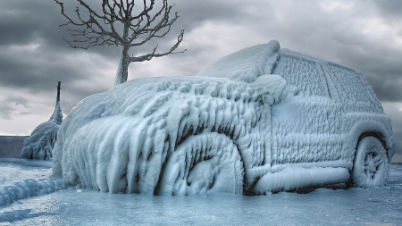 My New Car :) - ice, cold, car, snow, clouds, winter, tree