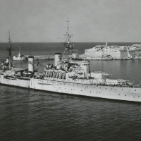 WORLD OF WARSHIPS HMS NIGERIA LIGHT CRUISER GRAND HARBOUR, MALTA