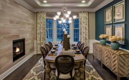 Dinning Room - furniture, interior, dinning room, fireplace