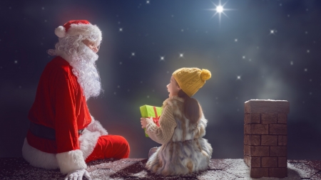 Merry Christmas - santa claus, gifts, night, new year