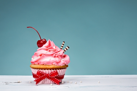 Birthday cake - cream, dessert, bow, pink, sweet