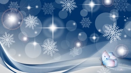 Winter Shine - blue and white, bokeh, Firefox theme, winter, snowflakes, holidays, stars, lights, New Years, butterfly, Christmas, shine