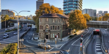 Curved architecture - urban, aerial, photography, architecture, intersection, city, road