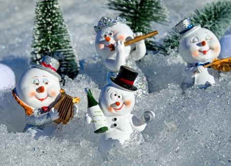 Happy New Year! - snowman, winter, bottle, christmas, craciun, new year, funny, iarna, concert