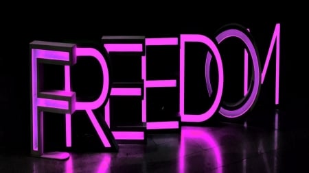 :-) - black, neon, word, freedom, kristina v, pink