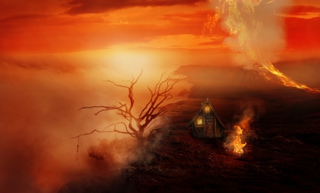 â¤ï¸ - fire, landscape, clouds, house, tree