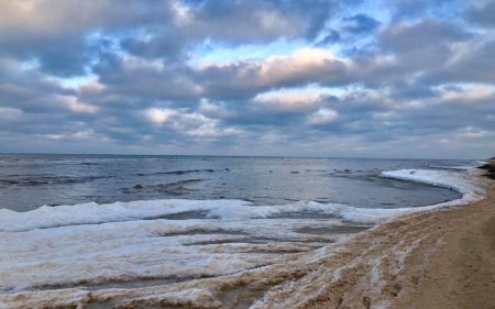 Winter Beach in Mazirbe, Latvia - beach, clouds, winter, latvia, sea