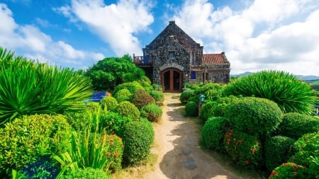 The Stone Hotel,Philippines - garden, hotel, philippines, house, trees, stone, nature, green