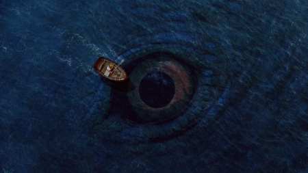 sea monster - eye, sea, boat, monster