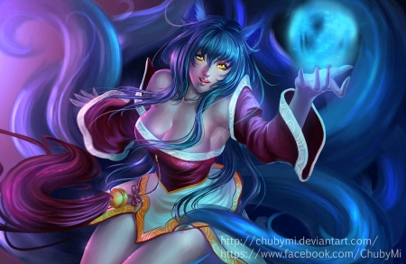 ahri - girl, fantasy, art, CG