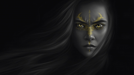 Fury - face, girl, dark, andy k art, fantasy, angry