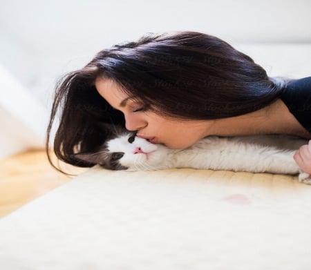 girl with cat - girl, girlkisscat, girlwithcat, cat