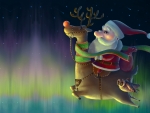 Santa claus and riding deer