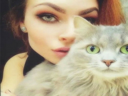 pretty girl with cat - prettygirlwithcat, girl, pretty, cat