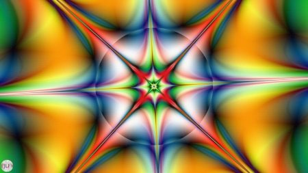 Yet Another Eight Point Shiny Star - colorful, fractal, star, abstract