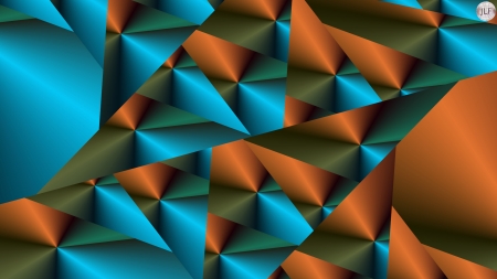 Cornered - abstract, corners, blue, orange, fractal