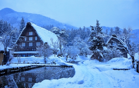 Winter village - Snow, Japan, Winter, Village, House