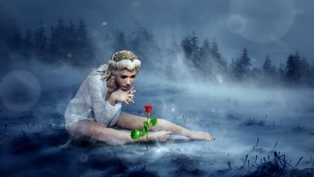 Fantasy Girl - Rose, Fantasy, Legs, Forest, Fog