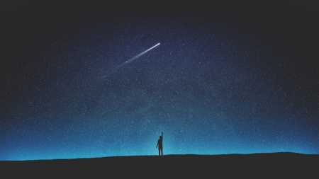 :-)  - star, fantasy, blue, silhouette, isac thorsen, luminos, sky