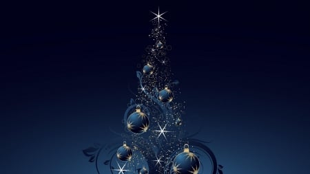 blue Christmas tree - tree, art, modern, blue