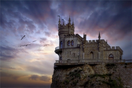 Black castle - stone, nature, magic, beautiful, colors, lovely, dramatic, castle