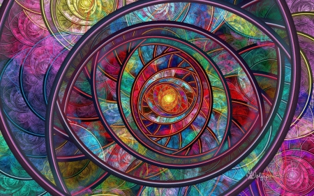 Swirling Rings Redux - fractal, abstract, rings, colors, swirling