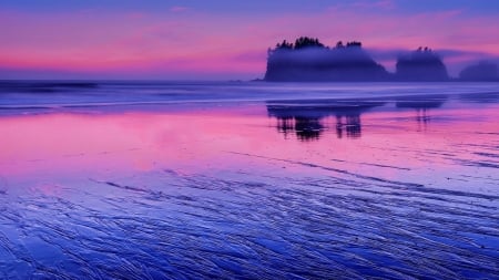 Sunset - Ocean, Water, Sunset, Rock, Pink, Beach