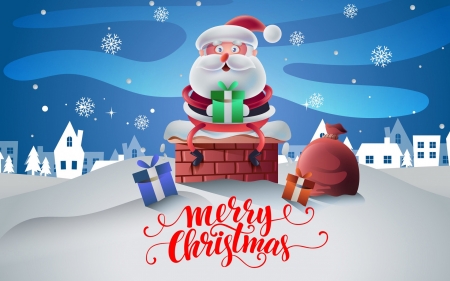 Merry Christmas - Santa claus, Snow, Winter, Christmas, Gifts