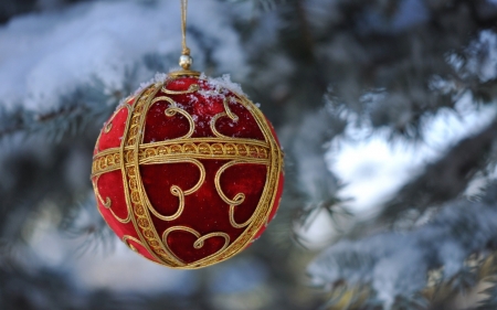 Christams ball - decoration, handmade, christmas, red