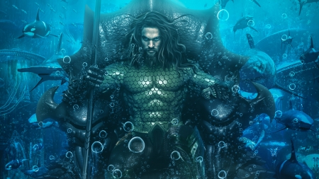 Aquaman 2018 - movie, fantasy, poster, underwater, aquaman, man, comics, blue, actor, jason momoa