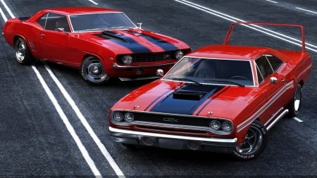 american muscle - american, muscle, car, road