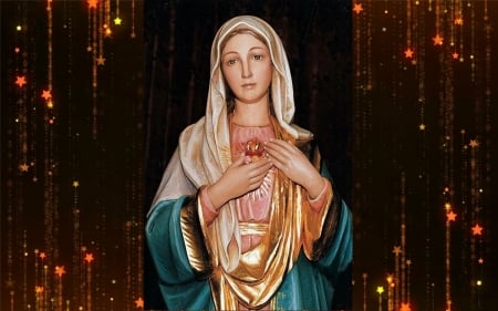 Heart of Mary - Mary, Mother of God, Heart, stars, sculpture