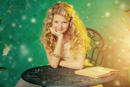 Little Girl - Table, Smile, Girl, Book