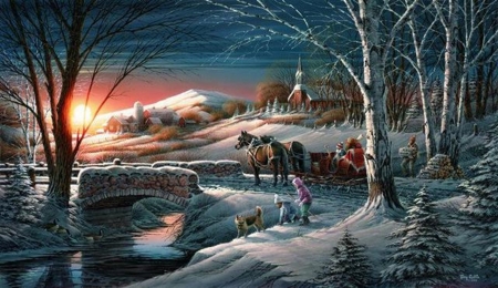 Almost Home - winter, paintings, snow, beauty, art