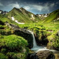 mountain waterfall