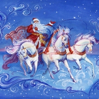 Santa And White Horses