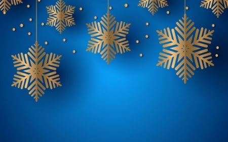 Hanging snowflakes - background, snow flakes, texture, blue