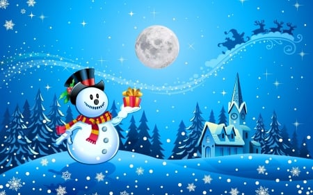 Happy New year - new year, snowman, winter, gifts, christmas