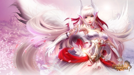 Angel - league of angels, game, angel, luminos, pink, red, frumusete, fantasy