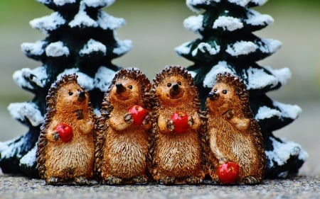 Hedgehogs - art, sculptures, hedgehogs, photo