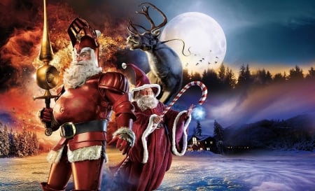 Pirate Santa - christmas, moon, art, gifts