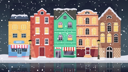 :) - christmas, colorful, fantasy, winter, craciun, vector, building, natalija novakovic